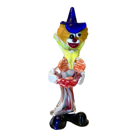 Murano Italy Art Glass LG 11" Accordion CLOWN FIGURINE Fratelli Pitau Sculpture! - Picture 1 of 8